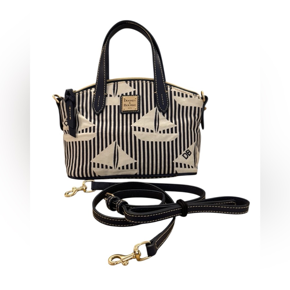 Dooney & Bourke Navy and Cream Sailboat Stripe Crossbody